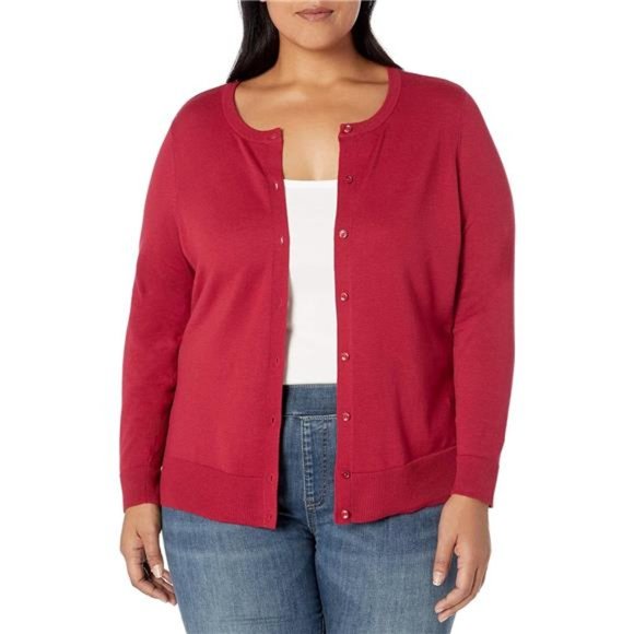 Women's Lightweight Crewneck Cardigan Sweater (Available in Plus Size) - Picture 5 of 6